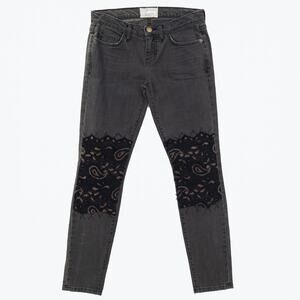 Current/Elliott Black Lace Detail Skinny Jeans Size 28